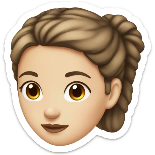 portright of girl with brown hair in bun brown eyes and white skin sticker