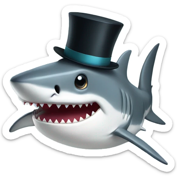 Shark with a top hat sticker