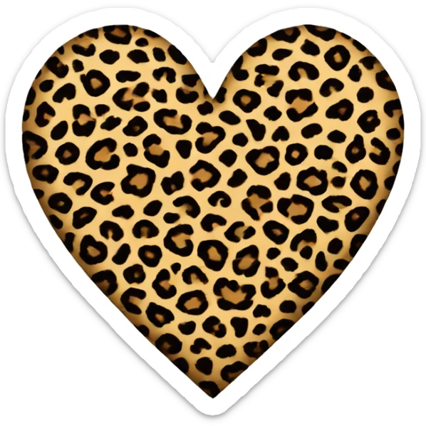 leopard print heart sticker