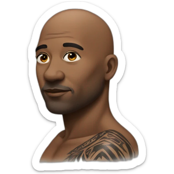 A black 50 year old bald man with Tribal tattoo on the side of his face sticker