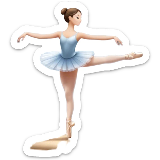 Icon for Ballet: a theater stage with silhouette of a ballerina in an elegant pose, surrounded by spotlight and stage lights. The icon should convey the grace and beauty of ballet, with focus on the dancer and the dramatic lighting. Transparent background. sticker