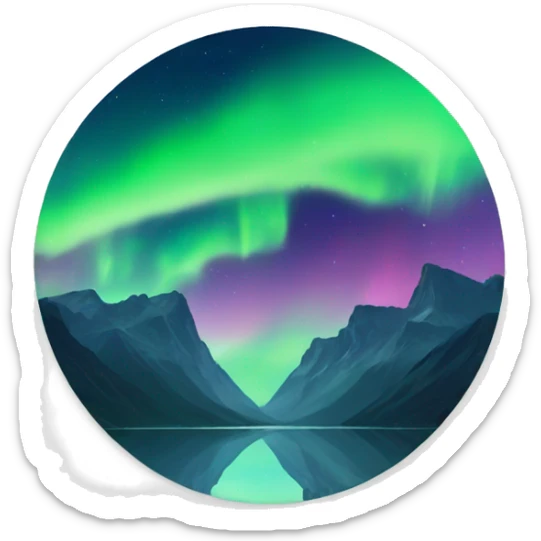 aurora over mountain reflection sticker