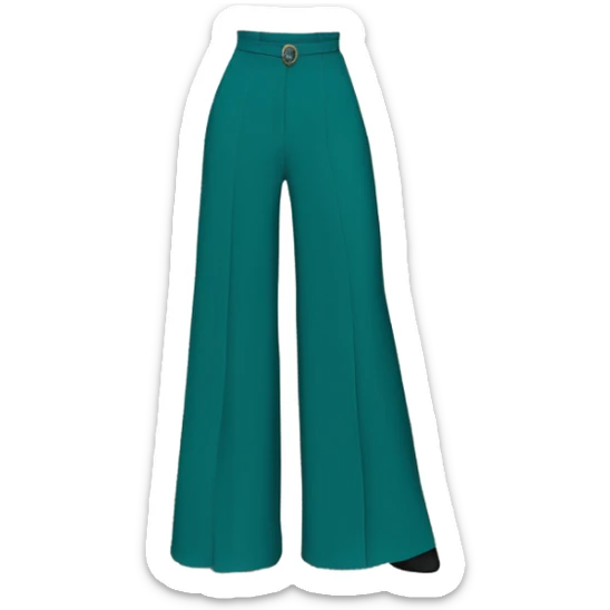 Realistic isolated pair of deep dark turquoise high waist wide leg dressy casual dress pants
 sticker