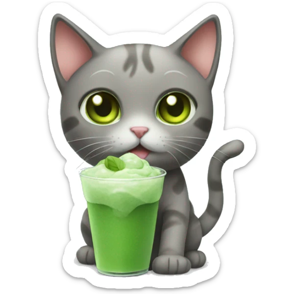 Cute cat holding iced matcha  sticker