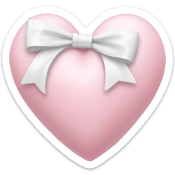 Pastel pink heart with white bow sticker