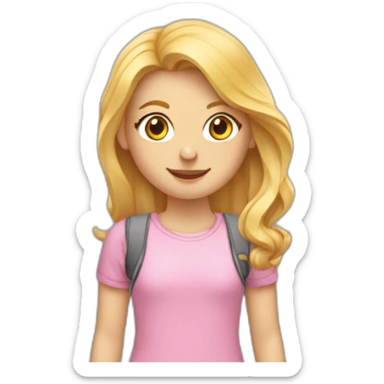 Meisje met blond haar en vlecht met Wandelschoenen sticker