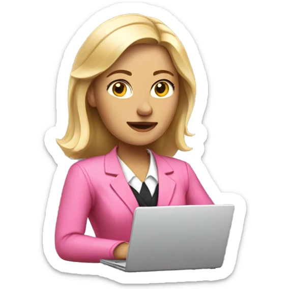 blonde woman lawyer with laptop in pink clothes sticker