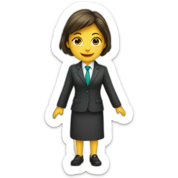 a girl in a suit invites you to enter the door sticker