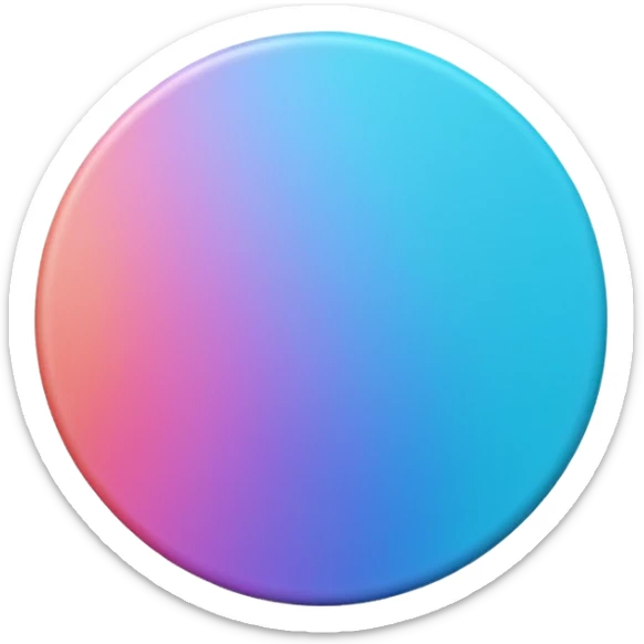 
One  Rotate 45 degree 3d credit coin color in in gradient of turquoise, blue, pink, purple, and coral sticker