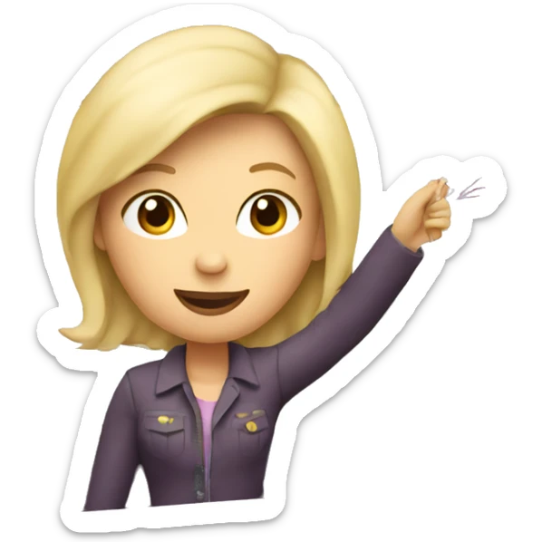 Lady with blonde hair carrying a birthday balloon rising on a plane sticker