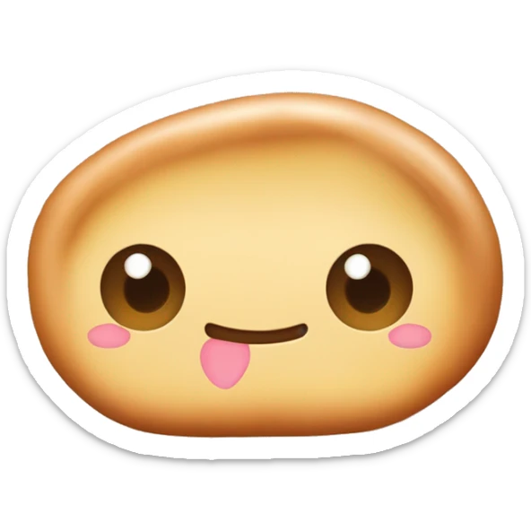 Pan de bono redondo con cara kawaii: ojos grandes, mejillas rosadas y sonrisa alegre. sticker