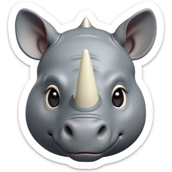 cinematic-cute-rhinoceros-zomed-out-portrait-emoji,-head-tilted-playfully-and-inquisitively,-featuring-a-rugged,-glossy-slate-gray-hide-with-a-gentle,-rounded-ivory-horn-and-round,-sparkling-eyes-filled-with-curious-wonder, sticker