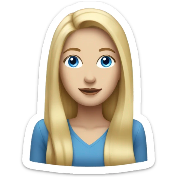 tall woman with long blonde hair,  blue eyes, and masculine face  sticker