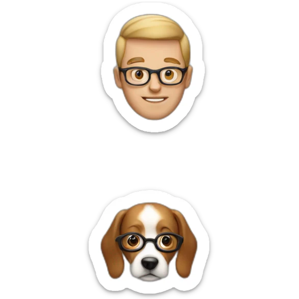 man-with-an-oval-shaped-face-with-glasses-and-dog-ears-and-dog-nose sticker