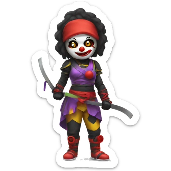 Clown ninja girl sticker