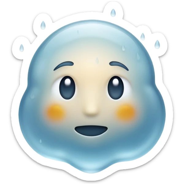 An emoji of foggy condensation on a glass surface. A slightly blurred, misty texture with some clear streaks where fingers have drawn or wiped. Soft, cool-toned colors to represent moisture and fog effect sticker