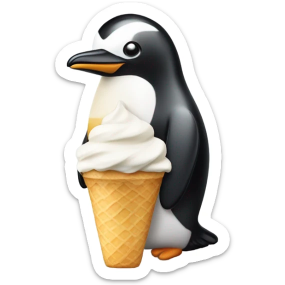 Pinguino che mangia il gelato sticker