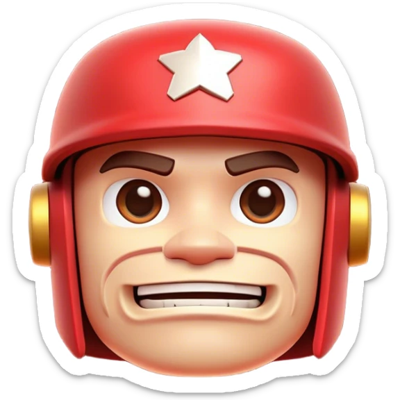Clash of Clans aesthetic: Cinematic Playful Virtual Boy Portrait Emoji, rendered in a 3D vector-style similar to standard emojis with minimal shading and bold, simplified shapes. A compact, distinct form with signature details, softly glowing with a nostalgic gaming charm. Simplified yet unmistakably iconic, highly detailed and consistent, glowing with a soft radiance and high shine. Stylized with a touch of retro gaming magic and a soft glowing outline, capturing the essence of a beloved gaming relic with a friendly, playful manner! sticker