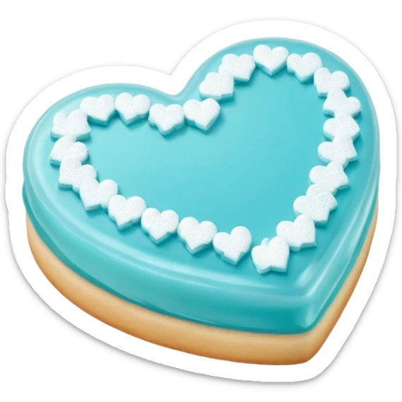 Realistic shortbread cookie in the shape of a heart with Tiffany blue color jelly middle filling and sprinkled powder sugar on top. sticker