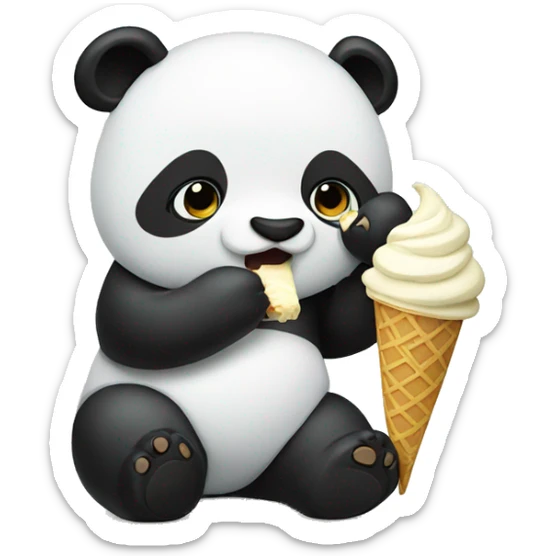Panda eating ice cream sticker