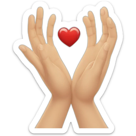 hands in the shape of a heart or a smiling face with tears of joy, to express deep gratitude sticker