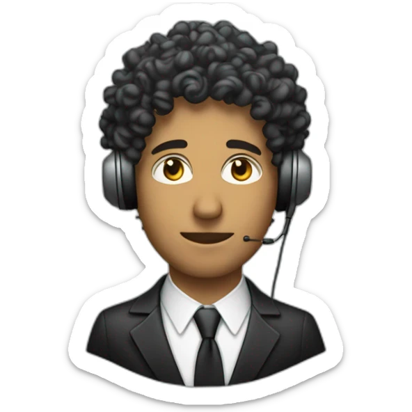 curly hair male lawyer listening to music sticker