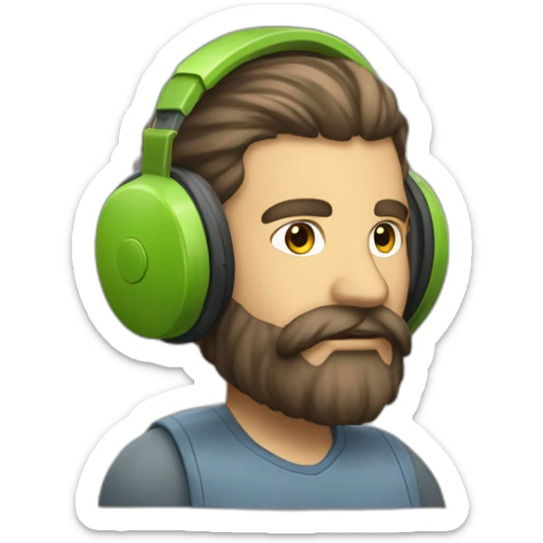 Personne qui joue sur un PC avec un casque quelque poile de barbe exemple 18às sticker