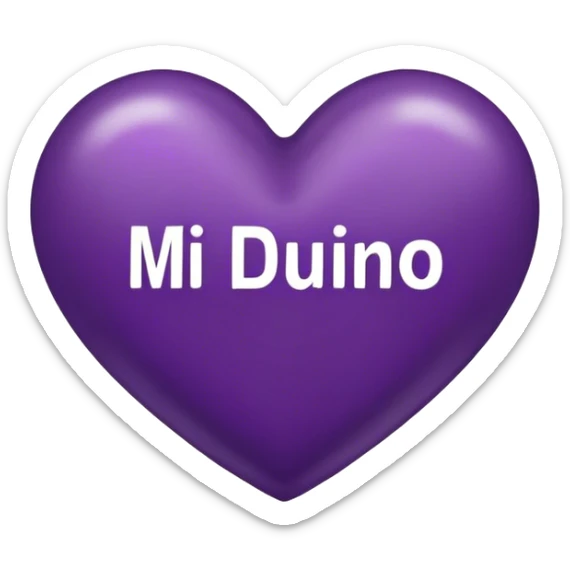 Dark purple heart with the words mi Dueño in the center  sticker