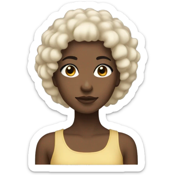 Black girl with dark brown eyes and black and blonde hair with medium eyes and Afro hair sticker