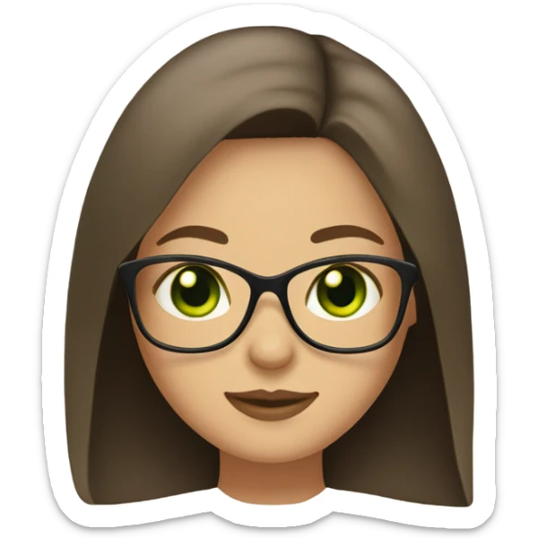 Girl with green eyes and and Longbob Brown Hair  and she wears glasses sticker