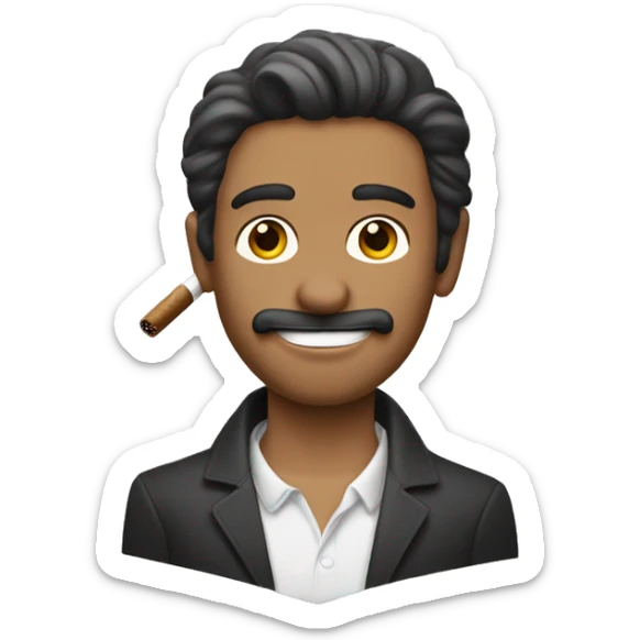 Un chico con el pelo castaño, con una máscara blanca y un cigarro en la boca  sticker