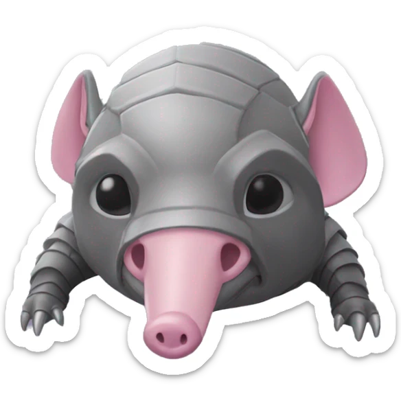 Lavender gray Pig armadillo darth Vader mask face armadillo darth Vader fanned tail feathered tail pig armadillo darth Vader face sticker