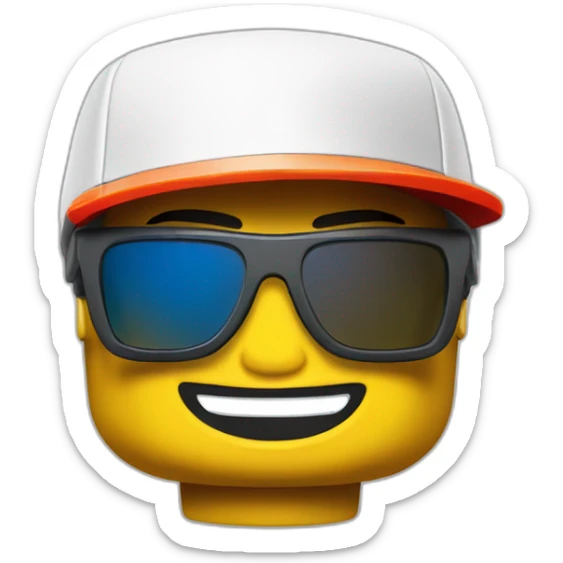 Lego head of tennis player in sport sunglasses and sport cap sticker