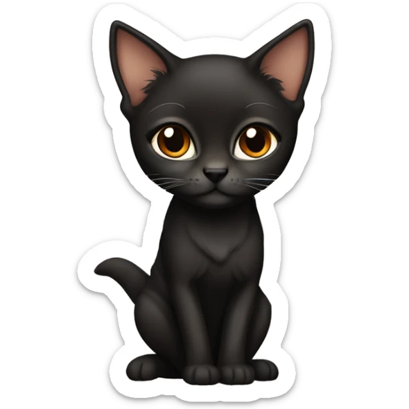 Beautiful skinny woman fox eyes  long dark brown hair in black dress hug bengal cat sticker