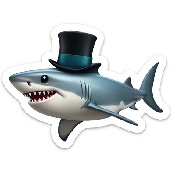 Shark with a top hat sticker