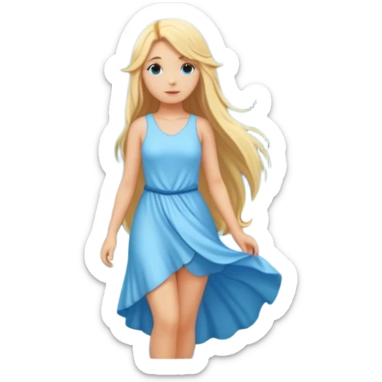 A white girl with blonde hair, in the mountains, near a waterfall sticker