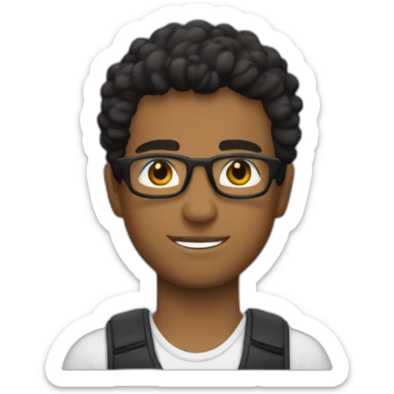 Carlos, canas, gafas, joven, cuerpo entero, deporte, pelo negro y corto, cara exceptica sticker