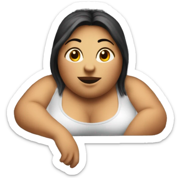 Extremely chubby woman sitting in the truck bed of a 2006 sliverado  sticker