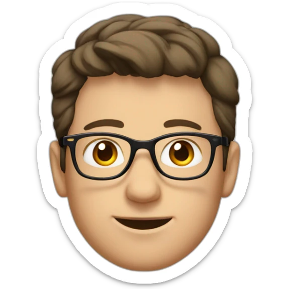 german guy with short brown hair up wearing glasses and dark t-shirt with flowers print sticker