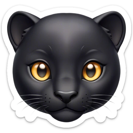 Cinematic Cute black Panther Portrait Emoji, Head tilted playfully and inquisitively, with a smooth, streamlined form accentuated by a subtle sheen and round, sparkling eyes filled with charm, Simplified yet irresistibly adorable features, highly detailed, glowing with a warm, inviting glow, high shine, affectionate and lively, stylized with a touch of whimsical mystery, bright and endearing, soft glowing outline, capturing the essence of a mischievous yet loving black Panther that seems as if it could pounce out of the screen into your arms! sticker