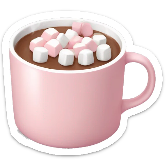 Light Pink mug of hot chocolate with marshmallows  sticker
