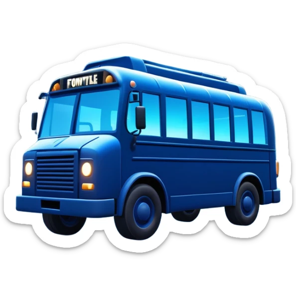 Fortnite battle bus signal projected in the night sky, similar to the bat signal but with the battle bus silhouette sticker