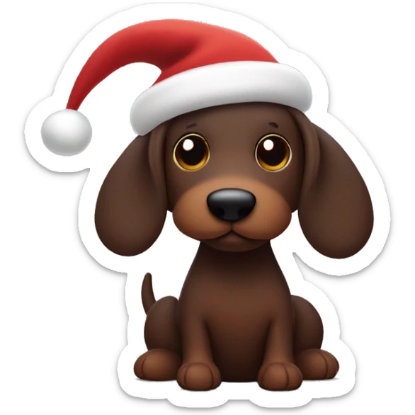 Dark brown Jellycat sausage dog with Christmas hat  sticker