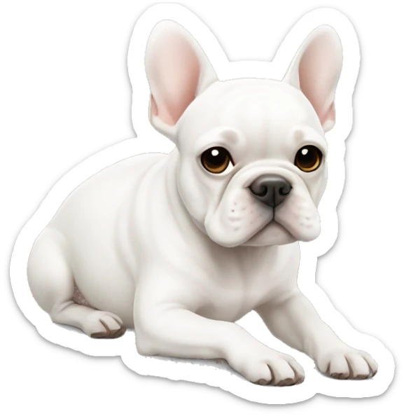 White Frenchie laying sticker