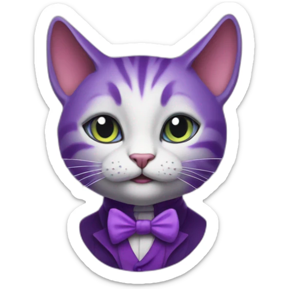 Purple Cat from alice in wonderland but make him a sales man sticker