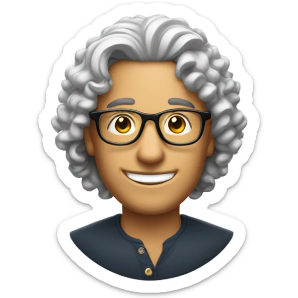 saludating face emoji, emoji use cartier lens glasses and curly hair man sticker