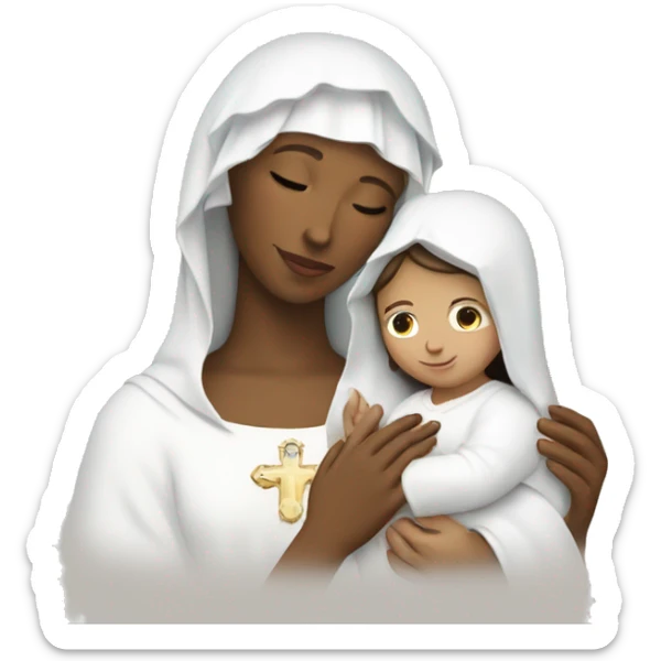 Maria mother of Jesus with Jesus in hands white skin sticker