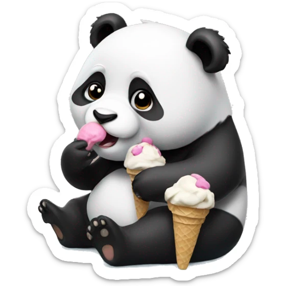 Panda eating ice cream sticker