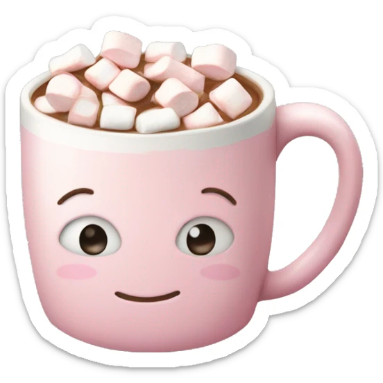 Light Pink mug of hot chocolate with marshmallows  sticker
