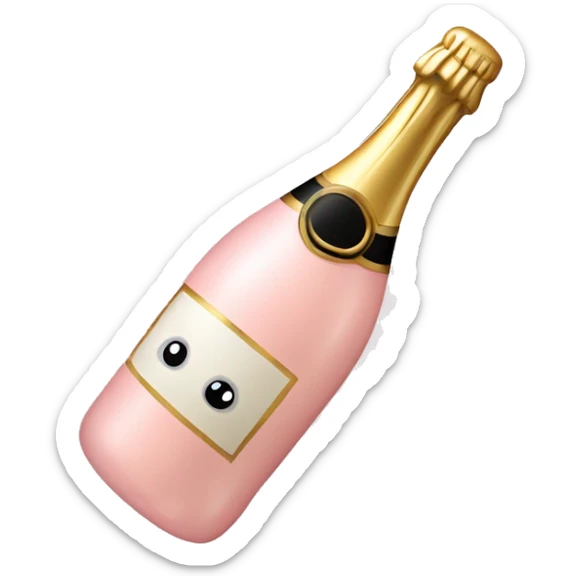 Pale plush pink champagne bottle  sticker
